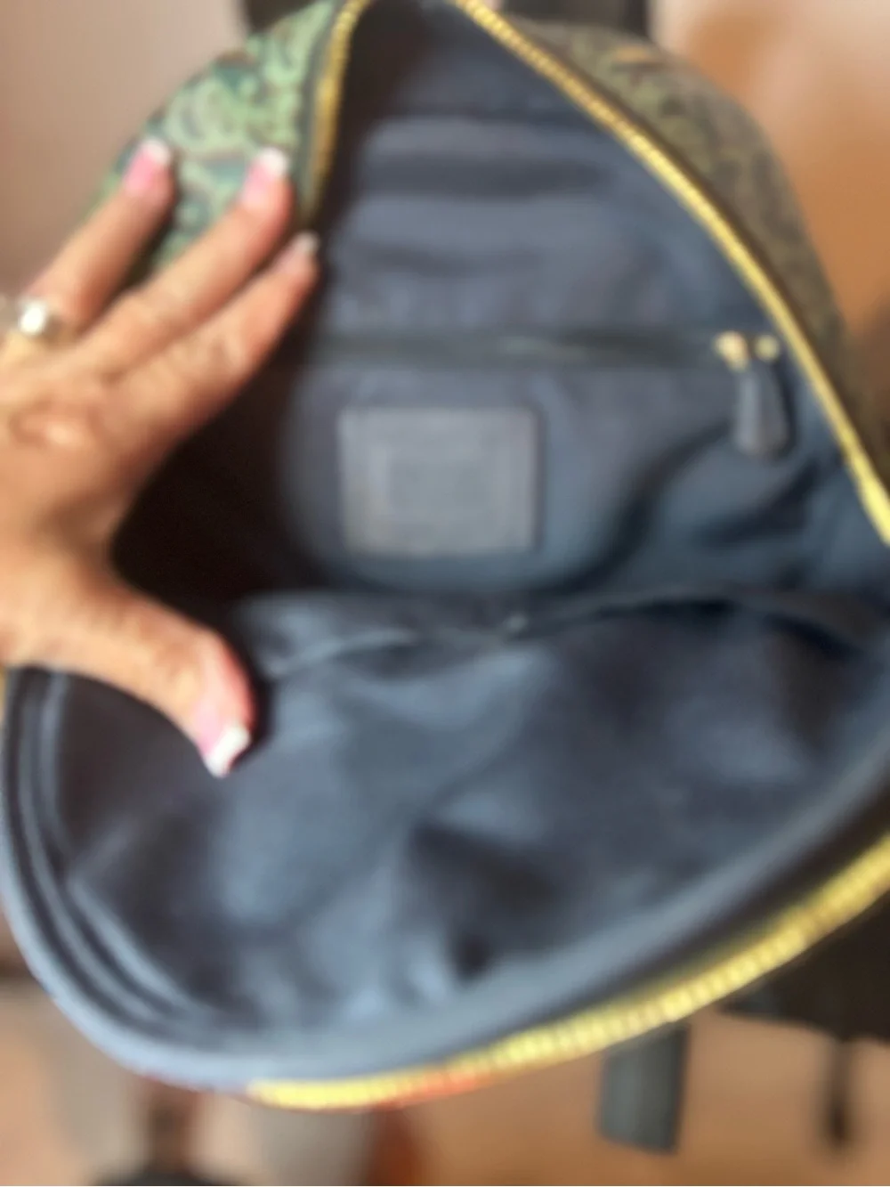 Coach Green Signature Monogram Pebble Leather Backpack